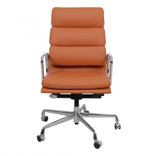 Cognac leather sales office chair
